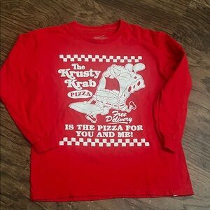 SpongeBob Squarepants Red Krusty Krab Pizza Long Sleeve Tee